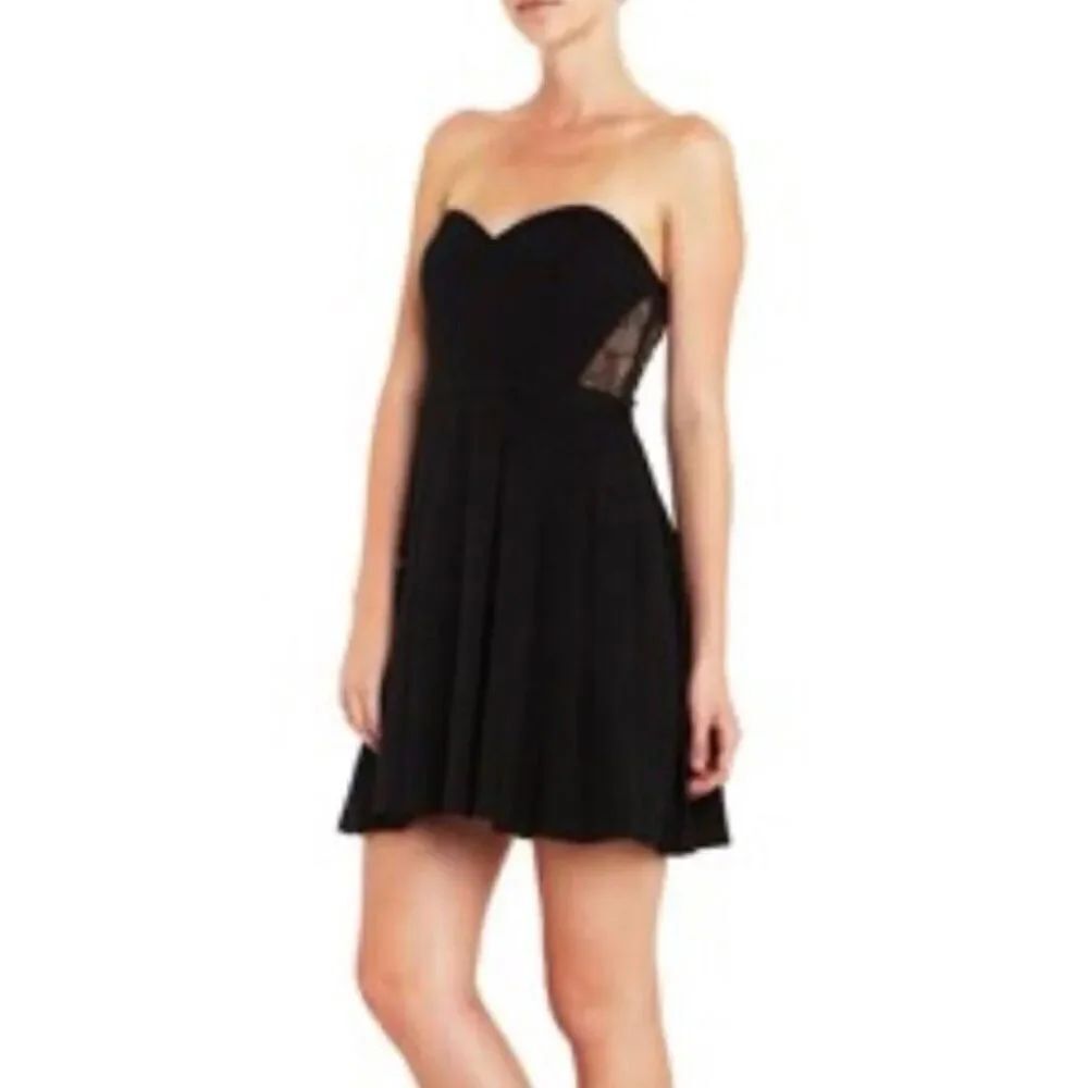 Max and Cleo Abby Sweetheart Black Lace Detail Strapless Dress Size 4 NWT